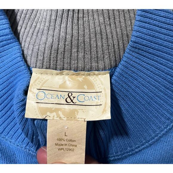 Ocean and Coast 100% Cotton Blue and Gray Zipper Vest Size L - Picture 6 of 6